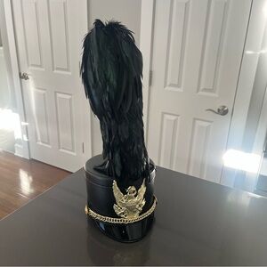 Black Feathered Shako Hat with Gold Eagle Emblem